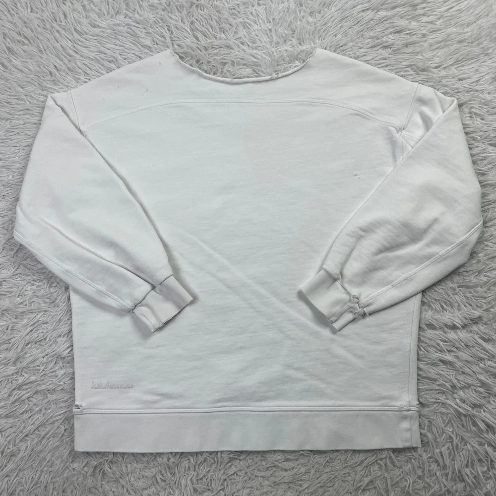 Lululemon Sweater Womens Large White Perfectly Oversized Crew Sweatshirt Terry L